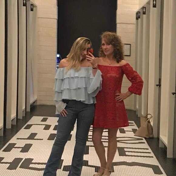 For Love & Lemons Red Daphne Lace Off-Shoulder Long Sleeve Dress Women Sz S $320 - Picture 11 of 12